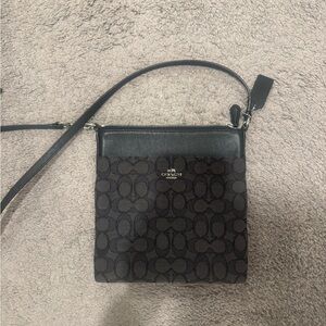 Coach Compact Signature Crossbody in Black and Charcoal